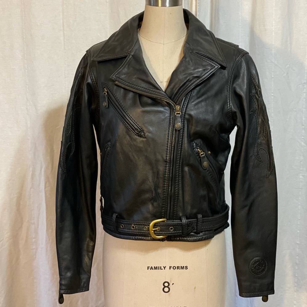 Harley Davidson Womans Large Motorcycle Jacket Wool Lined Heavy